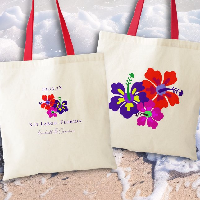 Hibiscus Art Flowers Wedding Favour Tote Bag (Creator Uploaded)
