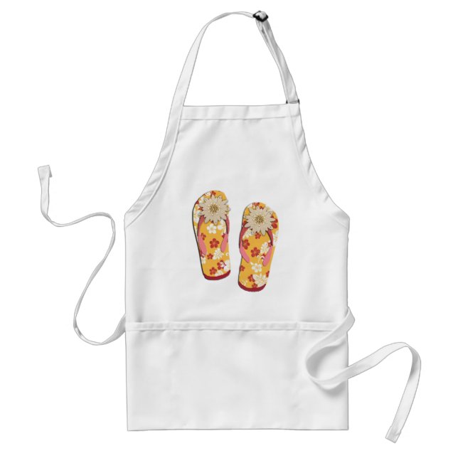 Hibiscus Beaded Flip Flops Standard Apron (Front)