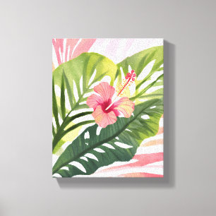 Hibiscus Beauty Tropical Flower Watercolor Canvas Print