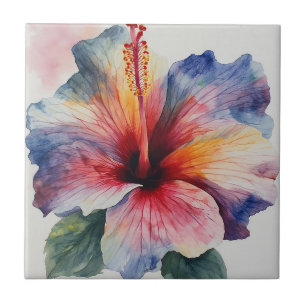 Hibiscus Bloom Ceramic Tile