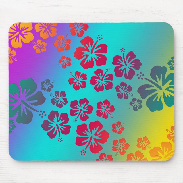 hibiscus blooms 2 | coloured background mouse pad (Front)