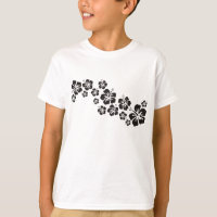 hibiscus blooms in black