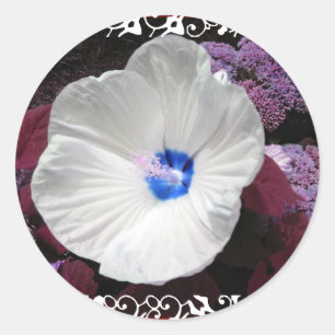 Hibiscus Blue -  White Lace Wedding Sticker