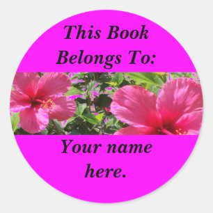Hibiscus, Book Plates Classic Round Sticker