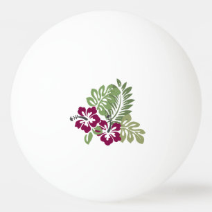 Hibiscus Burgundy Foliage Decoration Floral Golf B Ping Pong Ball