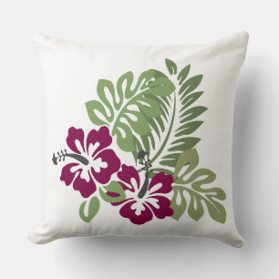 Hibiscus Burgundy Foliage Decoration Floral T-Shir Cushion