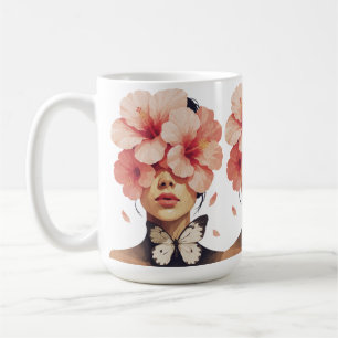 Hibiscus & Butterfly – Modern Floral Botanical Coffee Mug