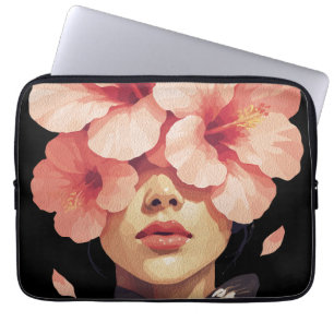 Hibiscus & Butterfly – Modern Floral Botanical Laptop Sleeve
