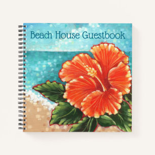 "Hibiscus by the Beach" Custom Notebook/Guestbook Notebook