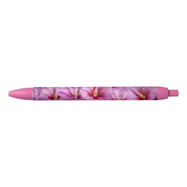 Hibiscus - Chinese Rose Flower Pattern Black Ink Pen (Front)