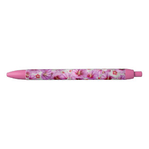 Hibiscus - Chinese Rose Flower Pattern Black Ink Pen