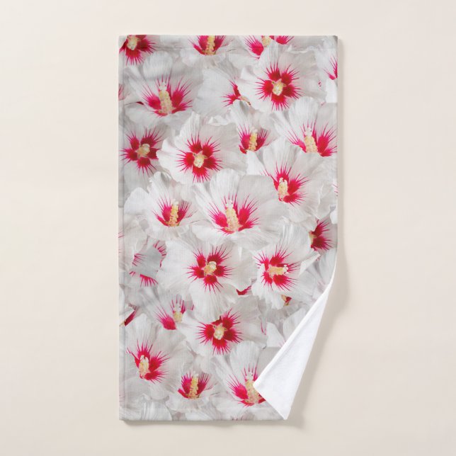 Hibiscus - Chinese Rose Flower Pattern Hand Towel (Hand Towel)