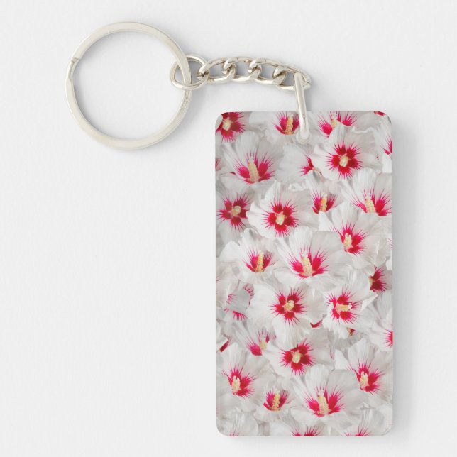 Hibiscus - Chinese Rose Flower Pattern Key Ring (Front)