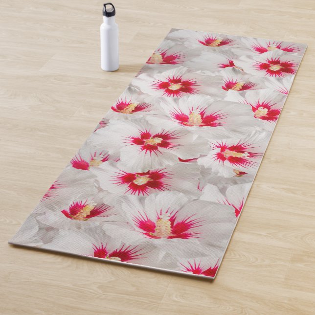 Hibiscus - Chinese Rose Flower Pattern Yoga Mat (In Situ)