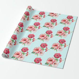 Hibiscus customisable background wrapping paper