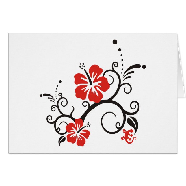 Hibiscus Decor in black & red (Front Horizontal)
