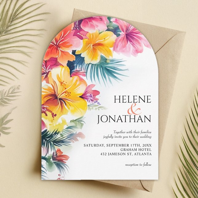 Hibiscus Elegant Tropical Destination Wedding Invitation (Hibiscus Elegant Tropical Destination Wedding Invitation)