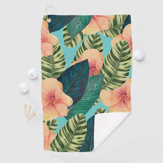 Hibiscus Exotic Teal Golf Towel (InSitu)
