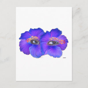 Hibiscus Eyes - Blue Postcard