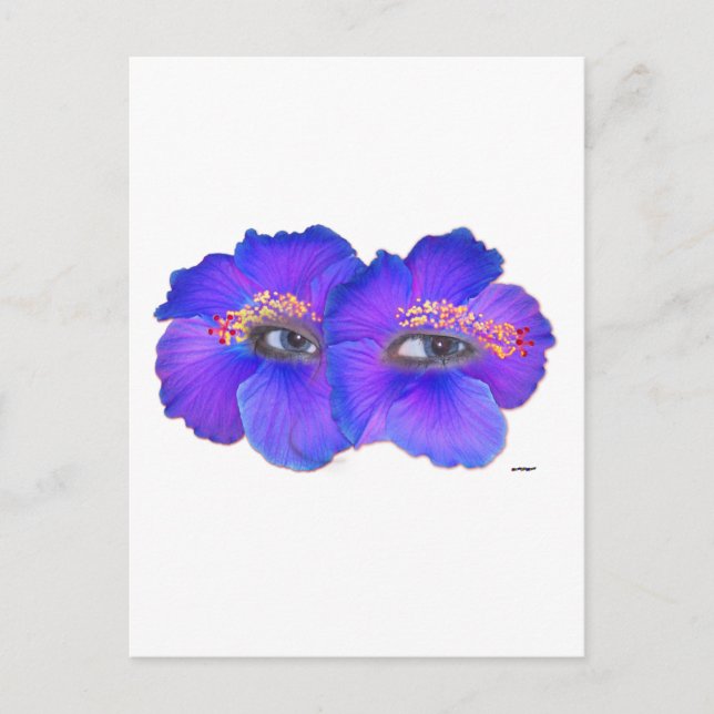 Hibiscus Eyes - Blue Postcard (Front)