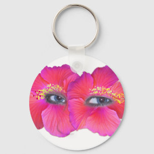 Hibiscus Eyes - Pink Key Ring