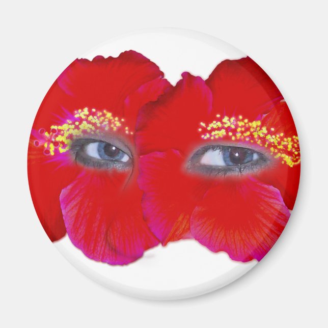 Hibiscus Face  - Red Magnet (Front)