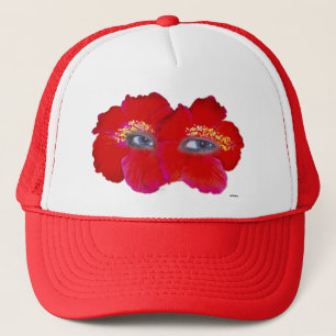 Hibiscus Face - Red Trucker Hat