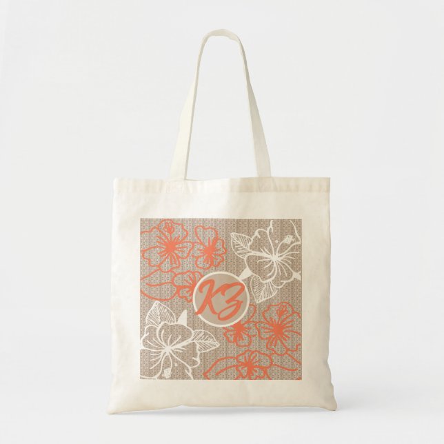 Hibiscus floral design in vibrant colours tote bag (Front)