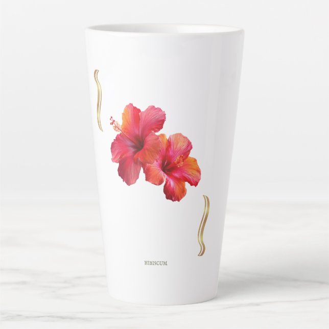 Hibiscus Floral Design – Tropical Latte Mug (Front)