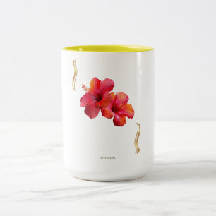 Hibiscus Floral Design – Tropical Two-Tone Coffee Mug