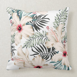 Hibiscus Floral Hawaiian Tropic Pillow