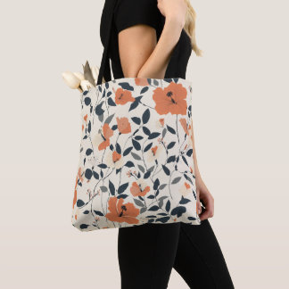 Hibiscus Floral in Vibrant Orange Tones Tote Bag