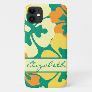 Hibiscus Floral Pattern Monogram iPhone 11 Case