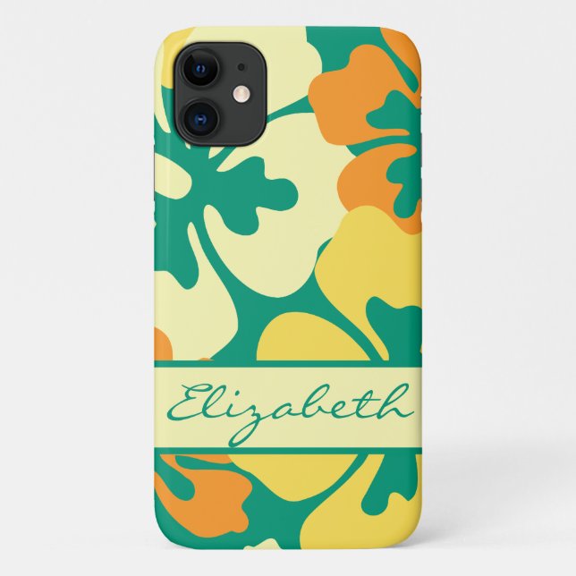 Hibiscus Floral Pattern Monogram Case-Mate iPhone Case (Back)