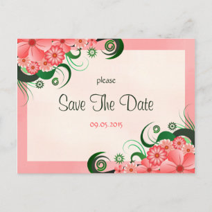 Hibiscus Floral Pink Custom Save The Date Card