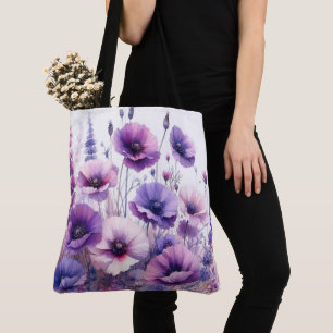 Hibiscus Floral Purple Flower Tote Bag