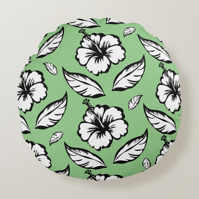 Hibiscus Floral  Round Cushion (Front)