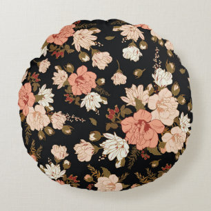 Hibiscus Floral: Seamless Pattern Design Round Cushion