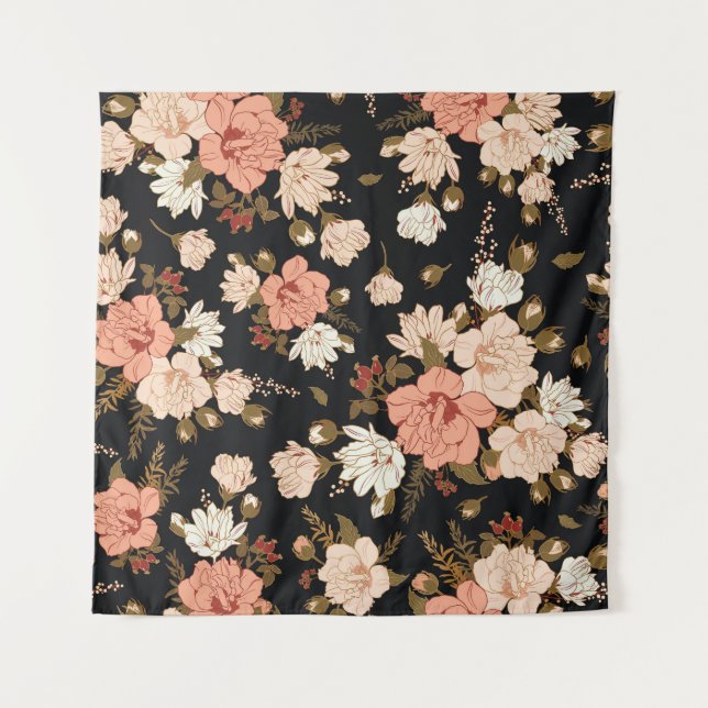 Hibiscus Floral: Seamless Pattern Design Tapestry (Front)