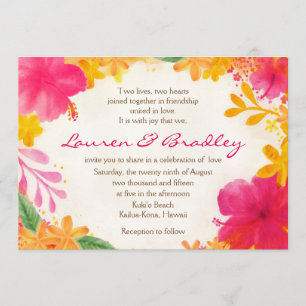 Hibiscus Floral Wedding Invitation