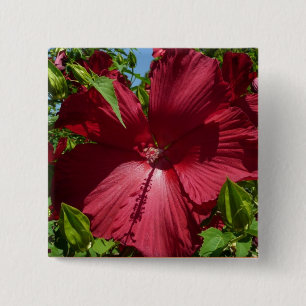 Hibiscus Flower and Blue Sky 15 Cm Square Badge