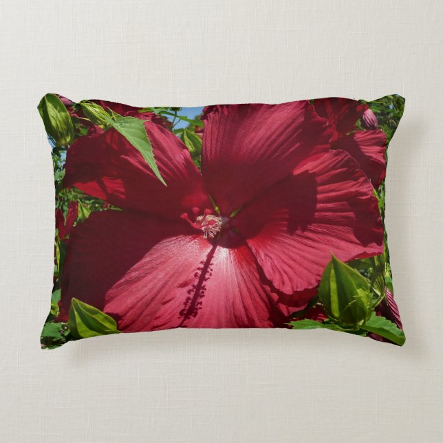 Hibiscus Flower and Blue Sky Decorative Cushion (Front)