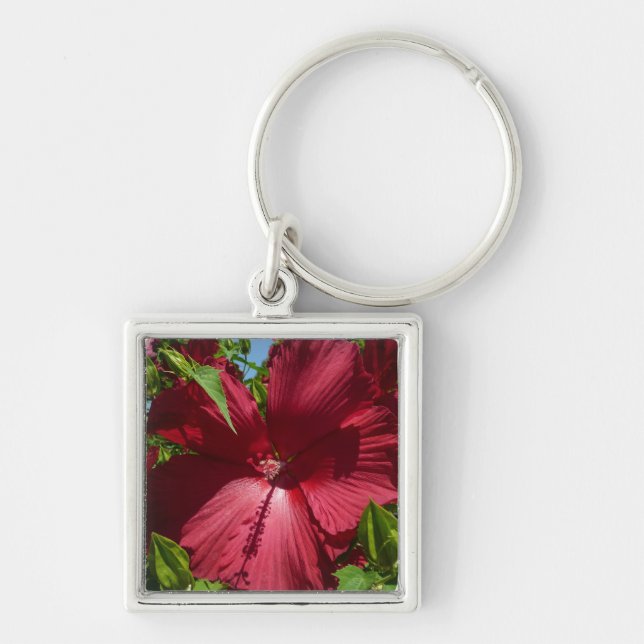 Hibiscus Flower and Blue Sky Key Ring (Front)