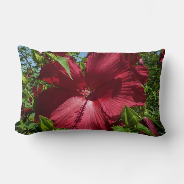 Hibiscus Flower and Blue Sky Lumbar Cushion (Front)
