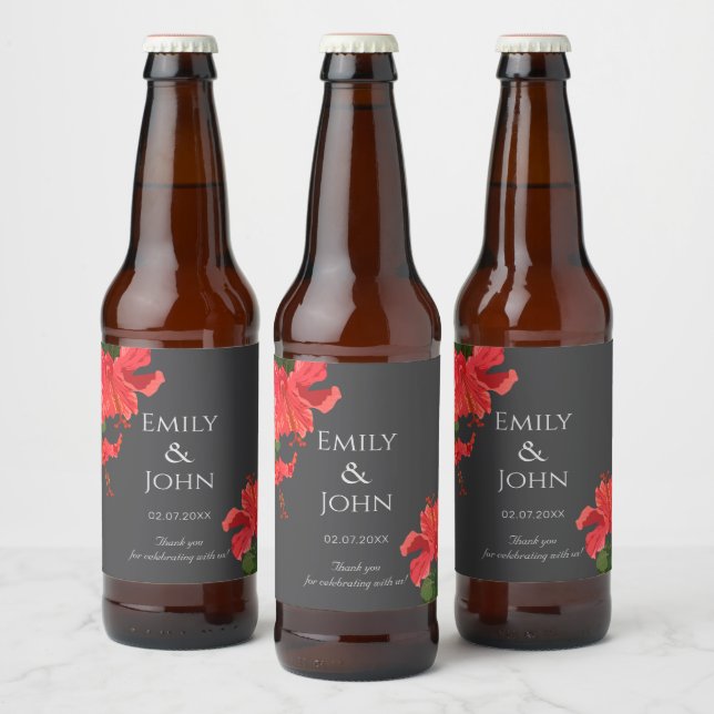 Hibiscus flower Beer Bottle Label (Bottles)