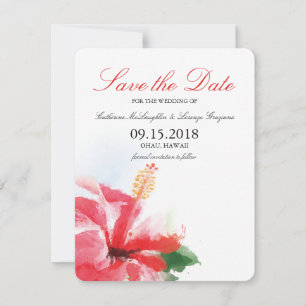 Hibiscus Flower Breeze Watercolor   Save the Date