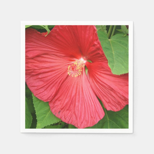 Hibiscus Flower Bright Magenta Floral Napkin (Front)