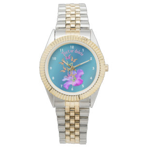 Hibiscus Flower Colourful Butterflies Personalised Watch
