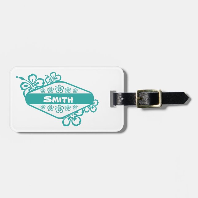 Hibiscus Flower Emblem Luggage Tag (Front Horizontal)
