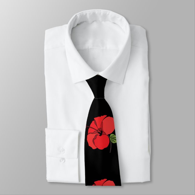 Hibiscus Flower Floral Tie (Tied)